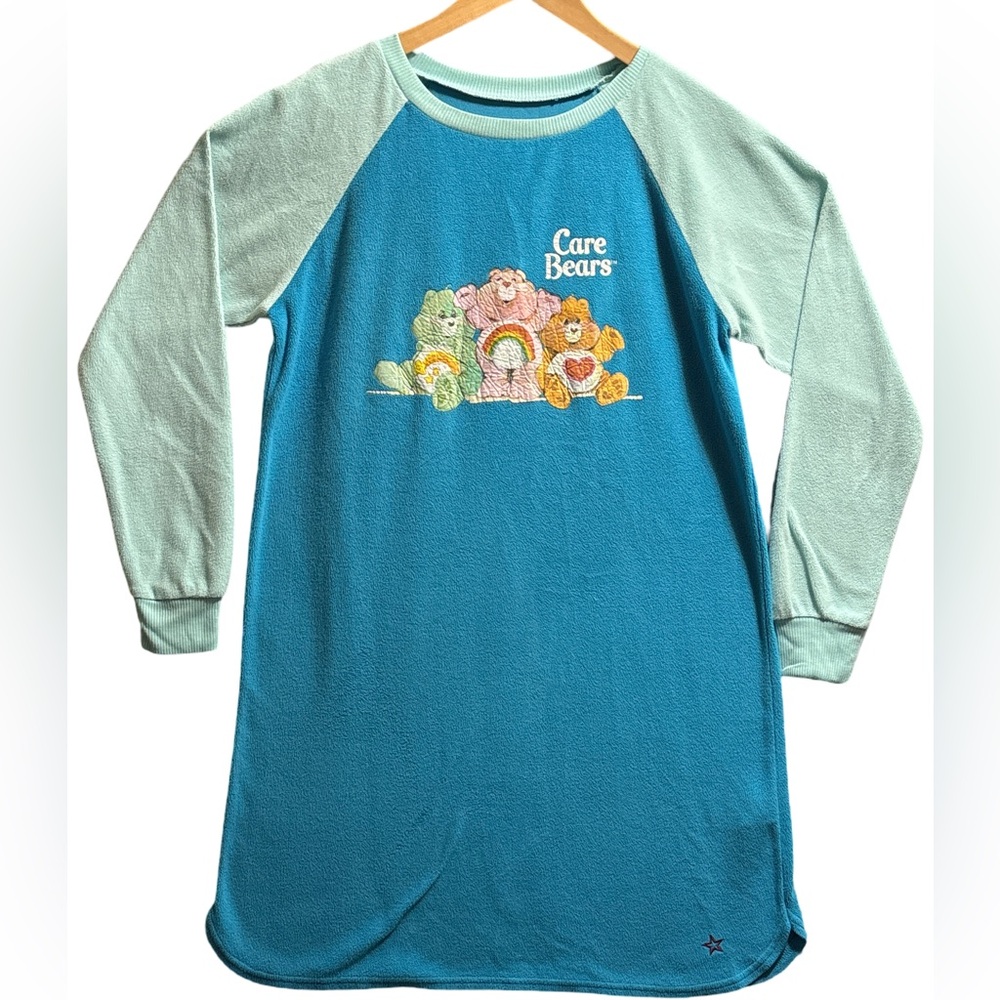 American Girl Kids Care Bears Flannel Nightgown Teal Long Sleeve XL (18-20)